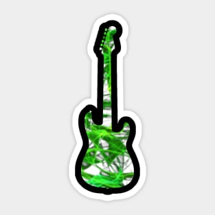 Green Flame Guitar Silhouette on White Sticker